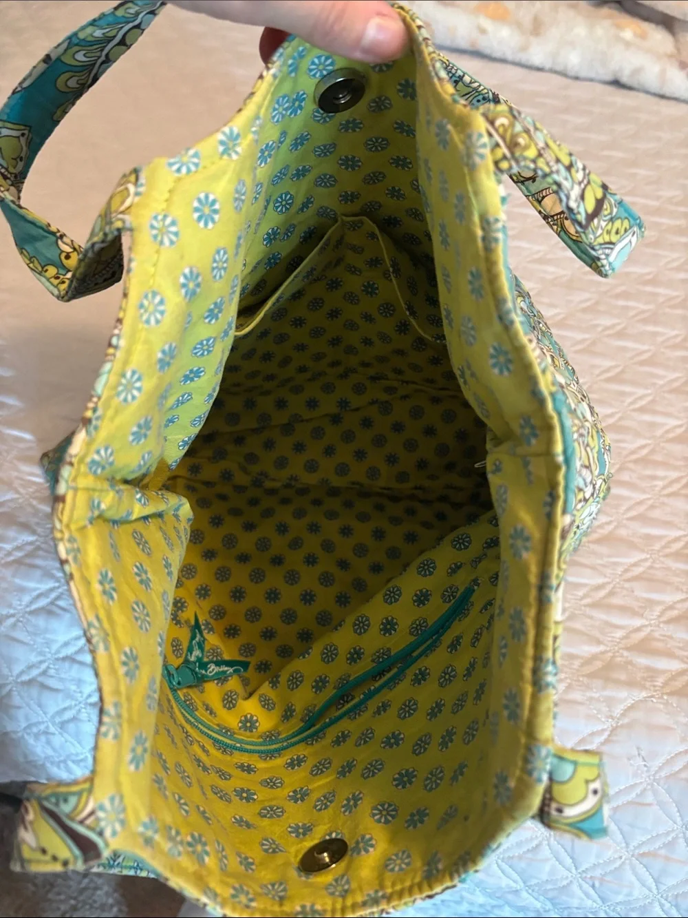 Vera Bradley Teal and Yellow Paisley Quilted Tote